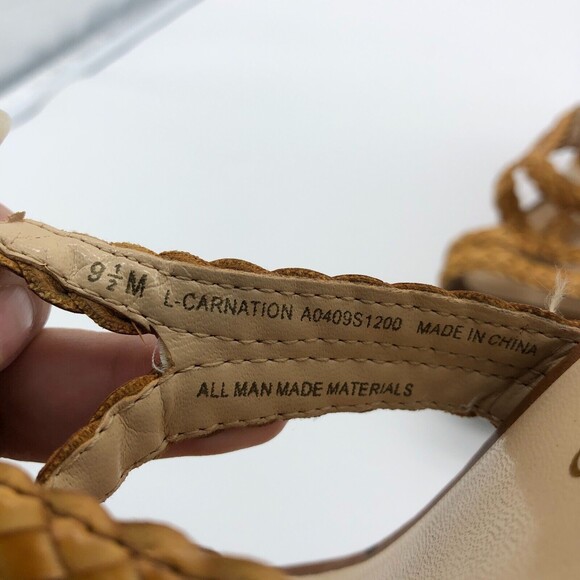 Franco Sarto Galli Wedge Sandals Size 9.5 Brown Braided Cork Open Toe Casual - Picture 2 of 8